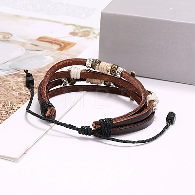 1Pc PU Leather Multi-strand Bracelets BJEW-CL0001-53-1