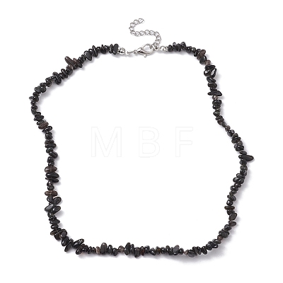 Natural Obsidian Chip Beaded Necklace NJEW-JN04615-12-1