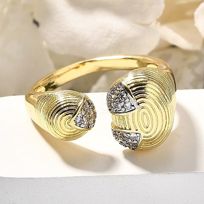 Brass Micro Pave Clear Cubic Zirconia Cuff Rings RJEW-U035-04GP-1