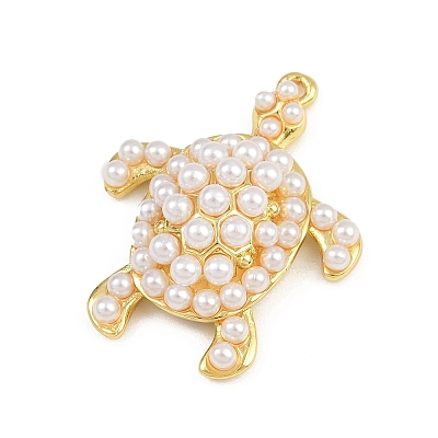 Turtle Brass ABS Imitation Pearl Pendants KK-I352-04F-G-1
