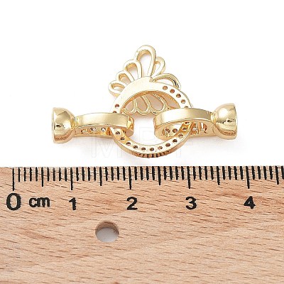 Rack Plating Brass Micro Pave Clear Cubic Zirconia Fold Over Butterfly Extension Clasps KK-B078-11G14-1