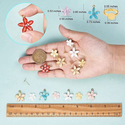 DIY Flower Earring & Finger Rings Making Kit DIY-SZ0008-48-1