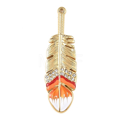 304 Stainless Steel Enamel with Rhinestone Big Pendants STAS-Z186-07G-1
