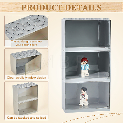 Rectangle Stackable Plastic Minifigures Display Case ODIS-WH0043-60B-1