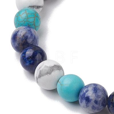 8.5mm Round Natural Lapis Lazuli & Howlite & Synthetic Turquoise & Blue Spot Jasper Bead Stretch Bracelets for Women BJEW-JB10944-05-1