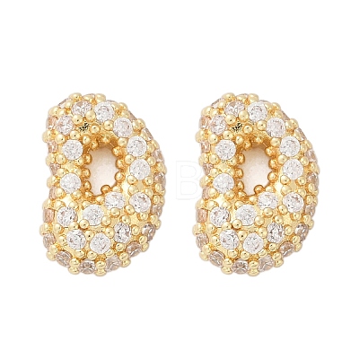 Brass Micro Pave Cubic Zirconia Stud Earrings EJEW-Z091-04G-D-1