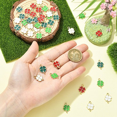 40Pcs 4 Colors Rack Plating Alloy Enamel Pendants ENAM-YW0009-43-1