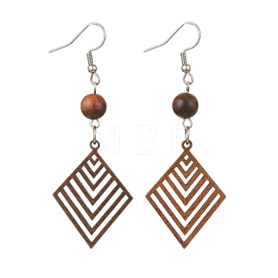 6 Pairs 6 Styles Natural Walnut Wood Dangle Earrings for Women EJEW-JE06101-1