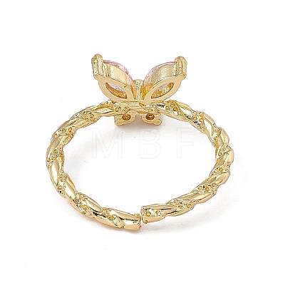 Rack Plating Brass Cubic Zirconia Cuff Rings for Women RJEW-M145-22G-A-1