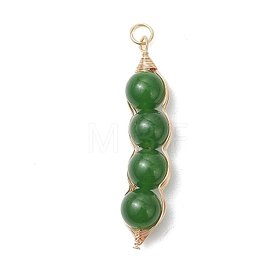 2Pcs 2 Styles Natural Dyed Taiwan Jade Copper Wire Wrapped Pendants PALLOY-JF05057-1