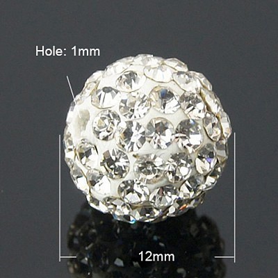 Grade A Crystal Pave Disco Ball Beads X-RB-Q195-12mm-001-1