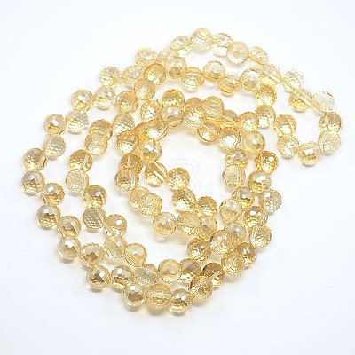Faceted Electroplate Glass Round Beads Strands EGLA-J053-M-1