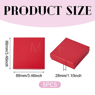 5Pcs Rhombus Textured Cardboard Jewelry Packing Boxes with Sponge Inside CBOX-TA0001-18B-1