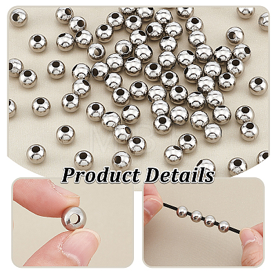 200Pcs 304 Stainless Steel Round Seamed Beads FIND-UN0016-49-1