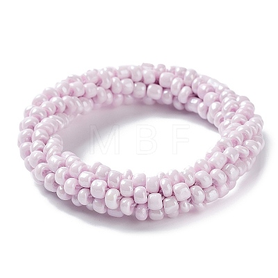 Crochet Glass Beads Braided Stretch Bracelet BJEW-K232-01L-1