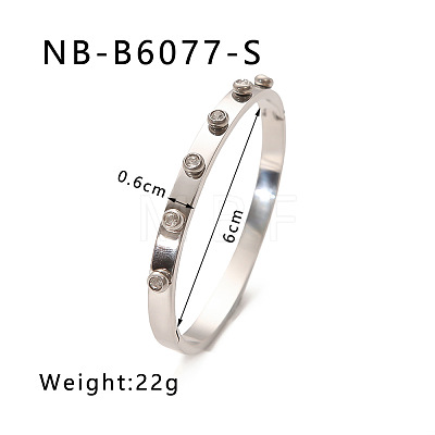 304 Stainless Steel Pave Cubic Zirconia Bangles FS-WG09E60-13-1