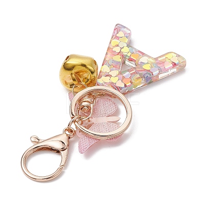 Letter A Resin & Butterfly Acrylic Pendant Keychain KEYC--JKC00932-1