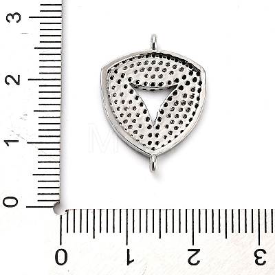 Brass Micro Pave Clear and Black Cubic Zirconia Triangle Connector Charms KK-L229-060P-1