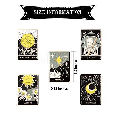 5Pcs 5 Style Fashion Tarot Card Enamel Pin JEWB-SZ0001-15-1