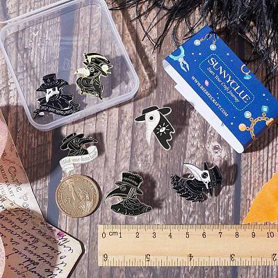 6Pcs 6 Style Plague Doctor Enamel Pin JEWB-SC0001-27-1