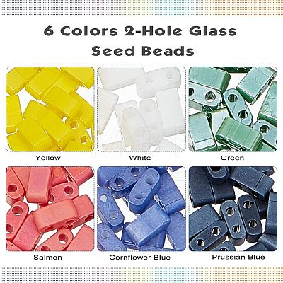  540Pcs 6 Colors 2-Hole Glass Seed Beads SEED-NB0001-45-1