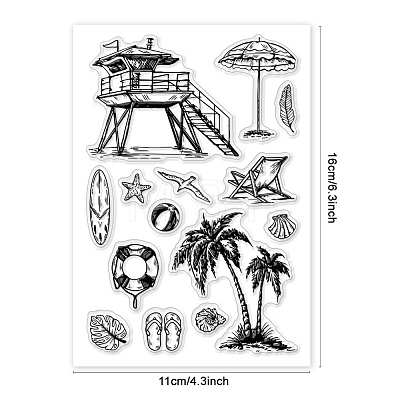 Custom Summer Theme PVC Plastic Clear Stamps DIY-WH0631-0056-1