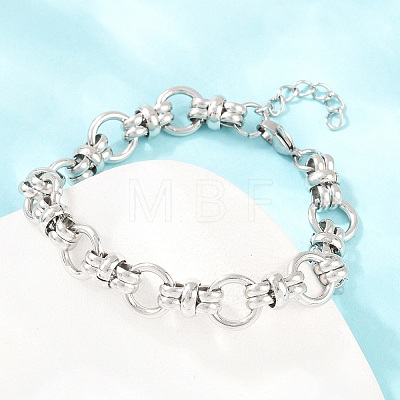 304 Stainless Steel Ring Link Chain Bracelets for Women Men BJEW-H643-10P-1