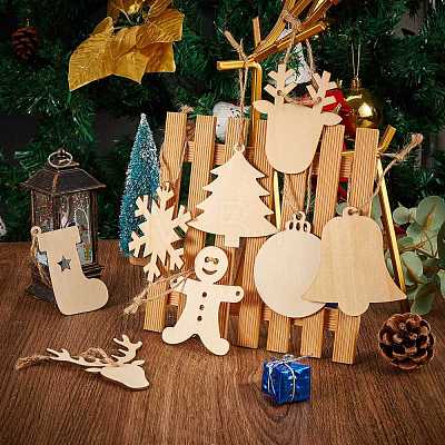 8 Bag 8 Style Unfinished Natural Wood Cutouts Ornaments WOOD-SZ0001-17-1