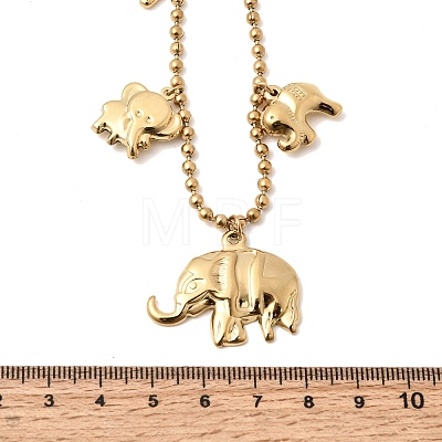 316L Surgical Stainless Steel Baby Elephant Mother Elephant Bib Necklaces for Mother's Day NJEW-D297-02G-1