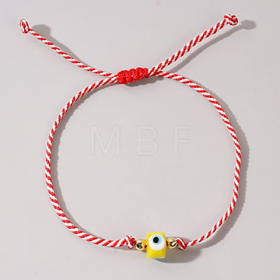 Adjustable Glass Evil Eye Braided Bead Bracelets for Men and Women PI2315-5-1