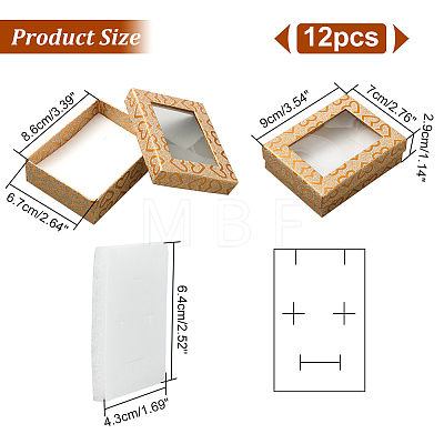 Heart Print Rectangle Paper Storage Gift Boxes with Clear Window CON-WH0095-36A-1