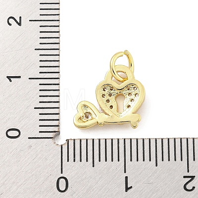Rack Plating Brass Micro Pave Clear Cubic Zirconia Charms KK-Q814-05G-1