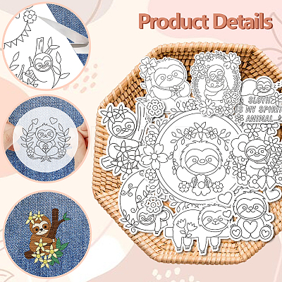 4 Sheets 11.6x8.2 Inch Stick and Stitch Embroidery Patterns DIY-WH0455-199-1