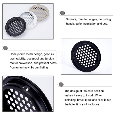 CHGCRAFT 30Pcs 3 Colors 201 Stainless Steel Round Mesh Lid AJEW-CA0002-69-1