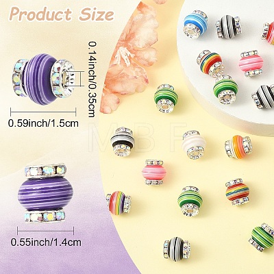 20Pcs Lantern-Shaped Striped Pattern Resin Rhinestone Beads KK-YW0003-92-1