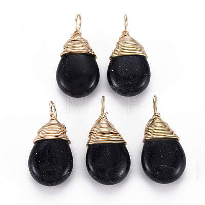 Synthetic Blue Goldstone Pendants G-S359-294F-1