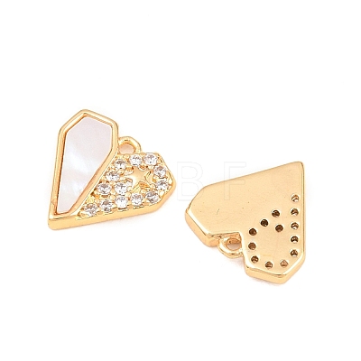 Valentine's Day Brass Pave Clear Cubic Zirconia Shell Charms KK-L274-03G-1