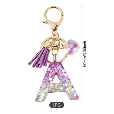 Alloy Resin Heart Keychains KEYC-TADJ0002-01G-A-1