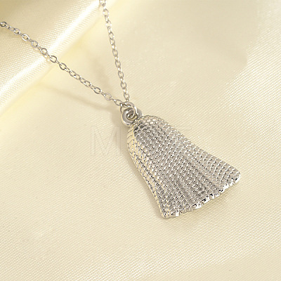 304 Stainless Steel Textured Bell Pendant Necklaces for Women WG564EF-02-1