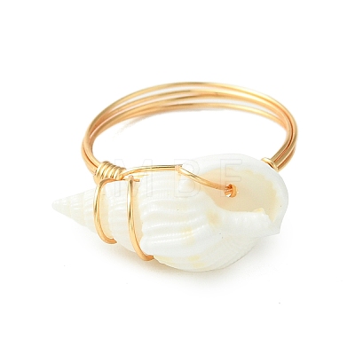 Natural Spiral Shell Finger Rings RJEW-TA00167-1