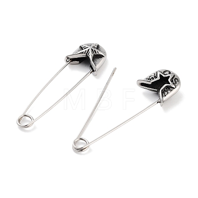Star 316 Surgical Stainless Steel Safety Pin Hoop Earrings for Women EJEW-Z050-31B-AS-1