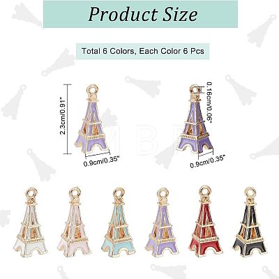  36Pcs 6 Colors Alloy Enamel Pendants ENAM-NB0001-94-1