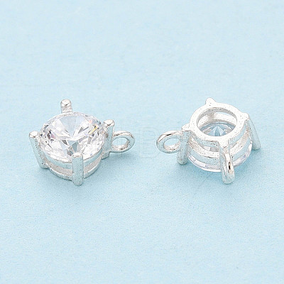 925 Sterling Silver Pave Clear Cubic Zirconia Flat Round Charms STER-T008-69S-01-1