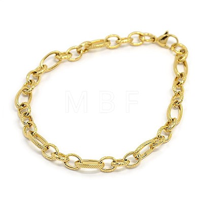 Fashionable 304 Stainless Steel Figaro Cable Chain Bracelets STAS-A028-B094-1