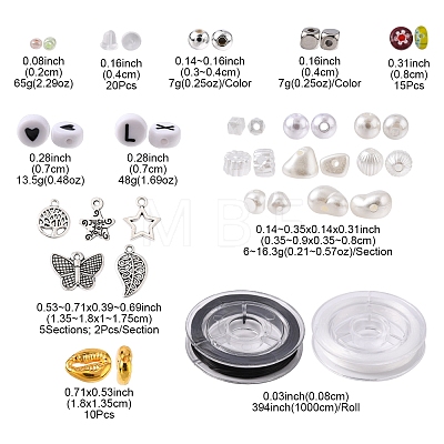 DIY Imitation Pearl Earring Bracelet Necklace Making Kit DIY-FS0003-15-1