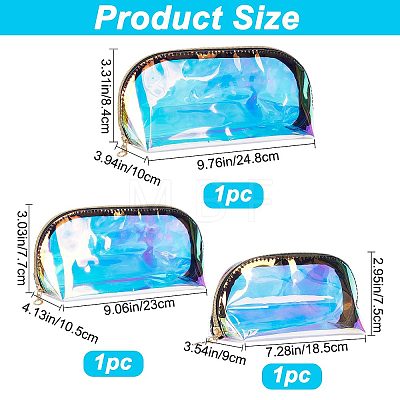 3Pcs 3 Style Laser Portable TPU Transparent Waterpoof Makeup Storage Bag MRMJ-CP0001-16-1
