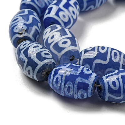 Blue Tibetan Style dZi Beads Strands TDZI-NH0001-C12-01-1
