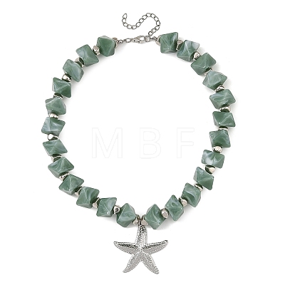 Ocean 304 Stainless Steel Starfish Pendant Necklaces NJEW-JN06477-1