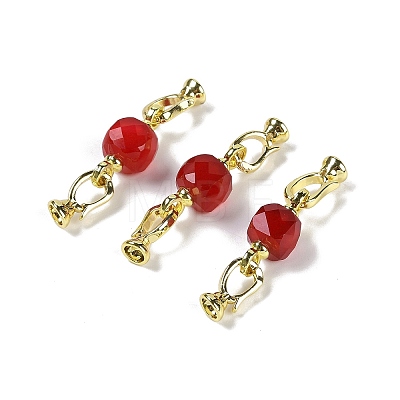 Natural Red Corundum/Ruby with Brass Fold Over Clasps G-G141-01G-1