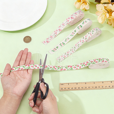 4Bags 4 Colors Printed Artificial Silk Ribbons OCOR-MA0001-82A-1
